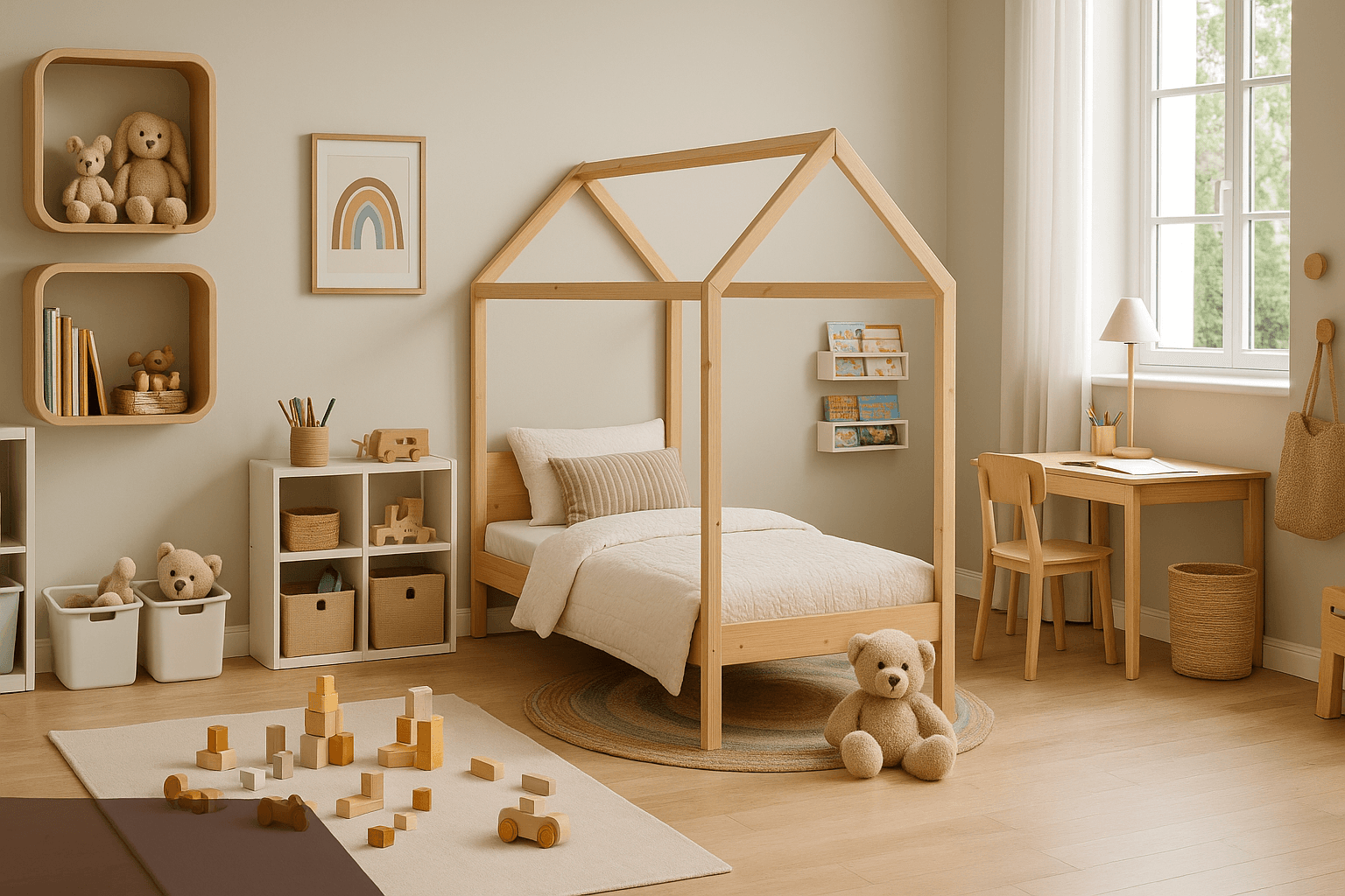 Basta al caos dei giocattoli: progettate una cameretta per bambini che si mantenga quasi da sola in ordine.